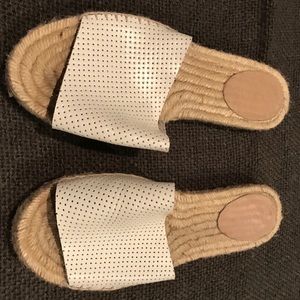 J Crew White Perforated Jute Slides